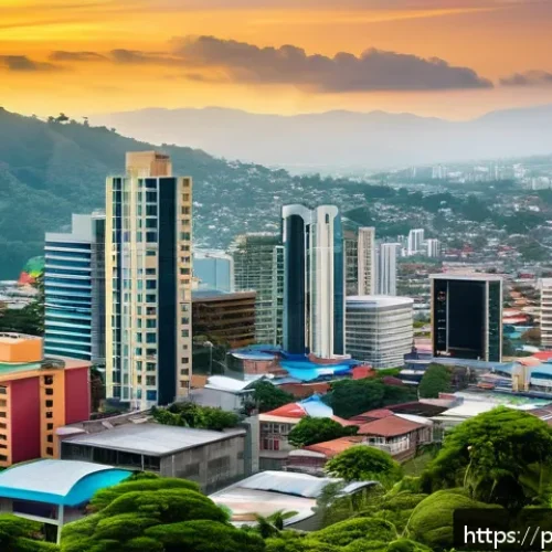 트리니다드 토바고에서 부동산 투자하기 - A panoramic view of Port of Spain, Trinidad and Tobago&rsquo;s capital city, featuring a vibrant urban sky...