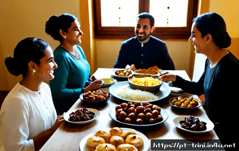 Home 17 이둘피트르 무슬림 문화 영향 - Photorealistic Eid al-Fitr family gathering in Lisbon, Portugal, Muslim adults and children in elega...